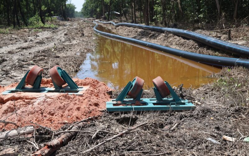 Drilling underway for 69‑kV cable across Demerara River